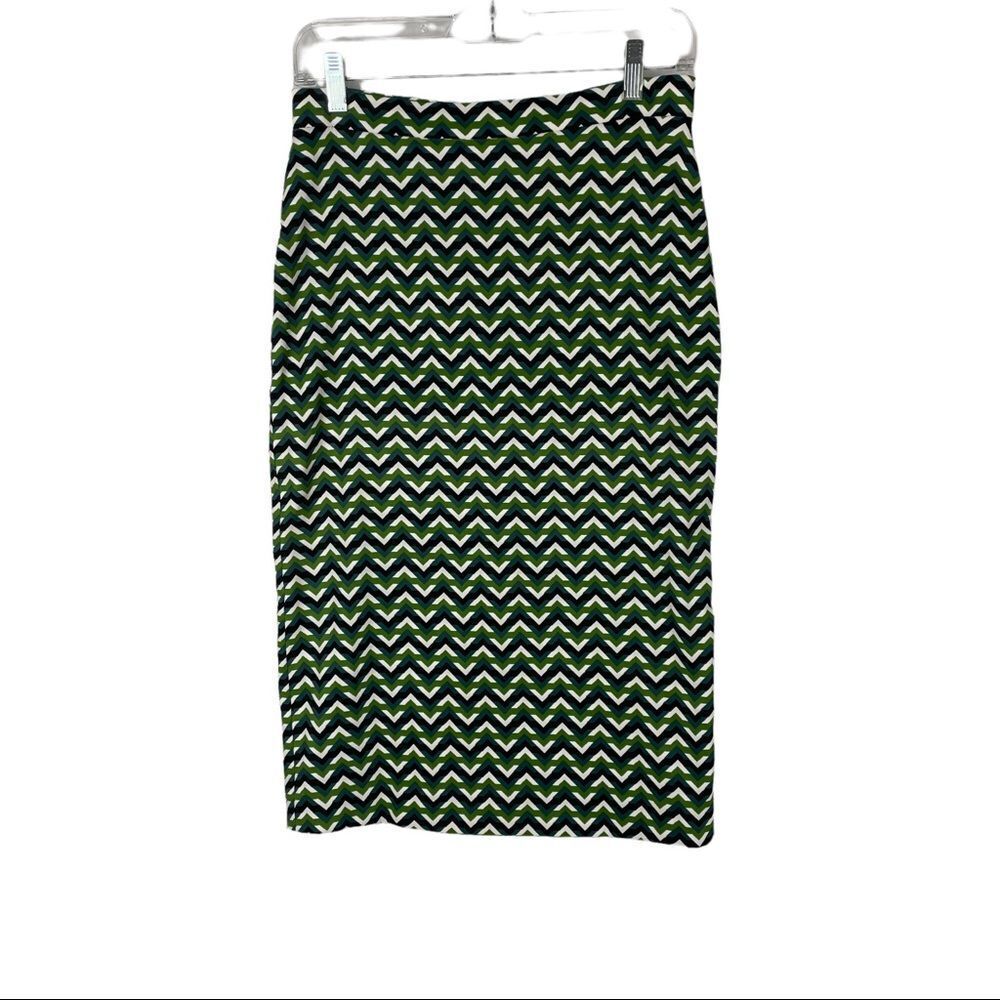 Chloe Dao Chevron Green Blue & White Skirt Size M NWOT
